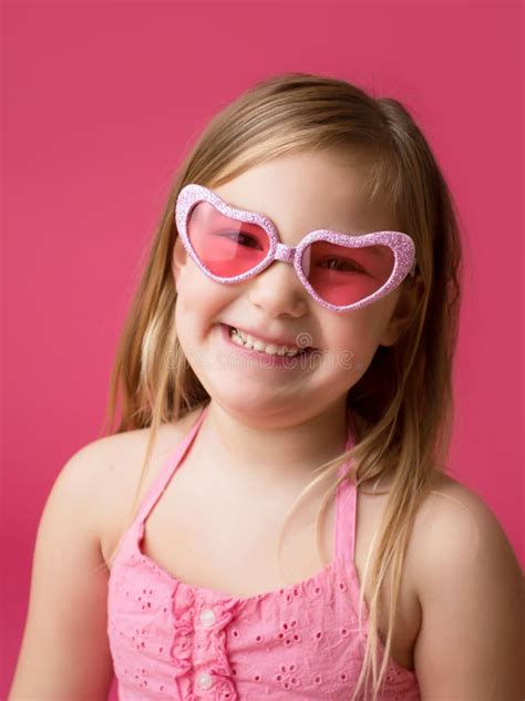 Happy Smiling Girl With Heart Glasses Stock Image Image Of Heart Laughing 52075271