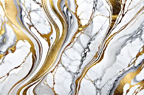 Light Gray Marble Texture With Golden Lines Closeup Of Gray Marble