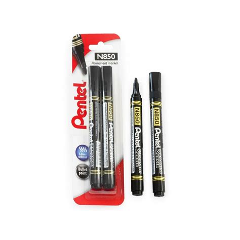 Pentel N850 Permanent Marker Pen Bullet Point Black Ink Blister Of 2 Etsy