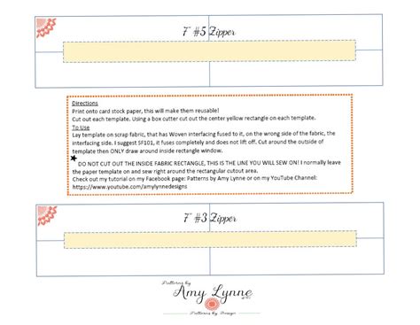 Template For 7 Zippers 3 Zips And 5 Zips Pdf Digital File Pdf