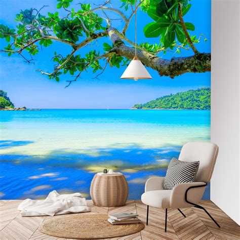 Beach Wall Mural Reusable Wallpaper Temporary Wallpaper Peel & Stick ...