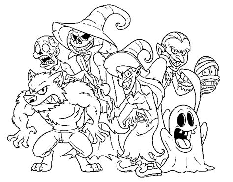 Halloween Monstruos Dibujos Para Colorear Páginas Colorear