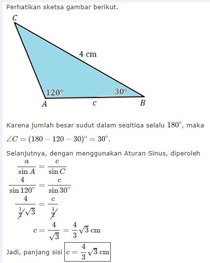 Matematika Wajib/Umum Kelas X, XI dan XII : Aturan Sinus dan Cosinus