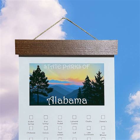 Alabama State Park Checklist Poster Etsy