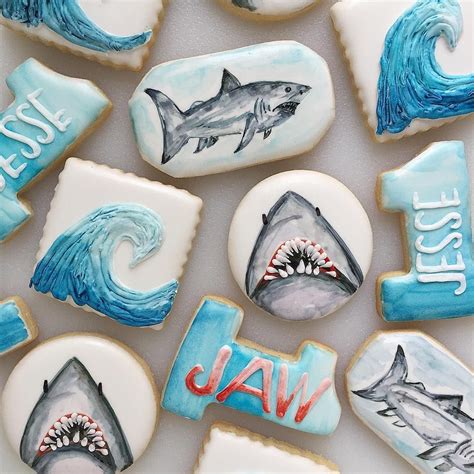 Shark Cookie Shark Cookies Shark Birthday Cakes Cookie Art