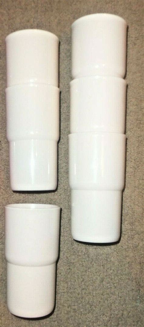 Lot Set Of 6 Tupperware 12 Oz TableTop Stackable Tumblers Cups Almond