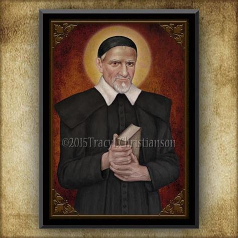 St Vincent De Paul Wood Icon And Holy Card T Set Catholic Patron