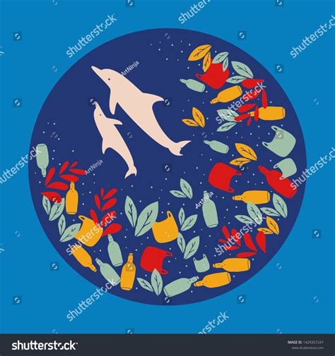 Plastic Pollution Ocean Drawing Zero Waste Stock Vector (Royalty Free ...