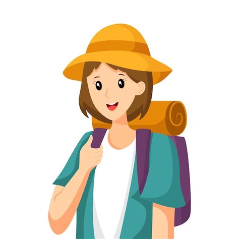 Ilustra O De Design De Personagem Viajando Menina Vetor Premium