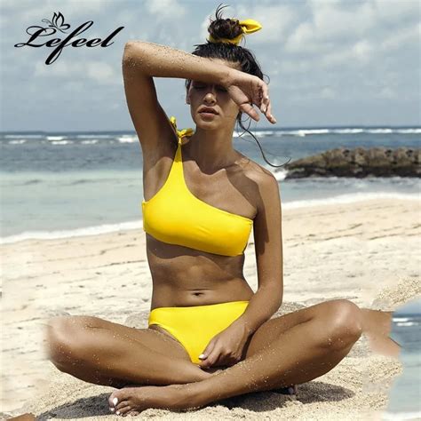 Lefeel New Sexy Bikinis Women Bikini Set Low Waist Swimsuit Solid