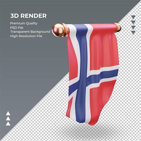 3d bandeira flâmula da noruega renderizando a vista esquerda PSD Premium