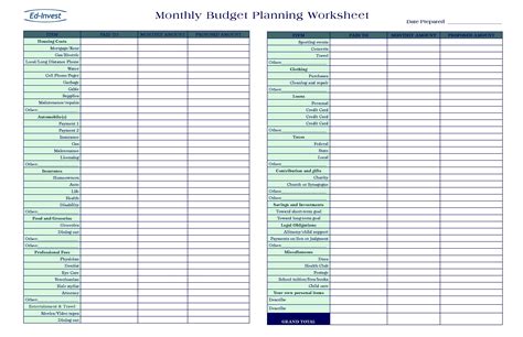 Financial Planning Excel Sheet Expense Spreadshee financial planner ...