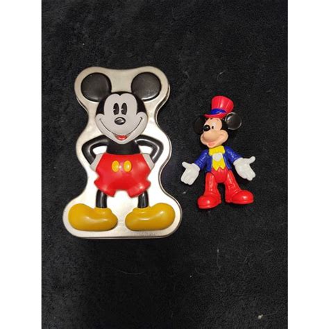 Mickey mouse Tin and Mickey Mouse Figurine (2.5" tall)