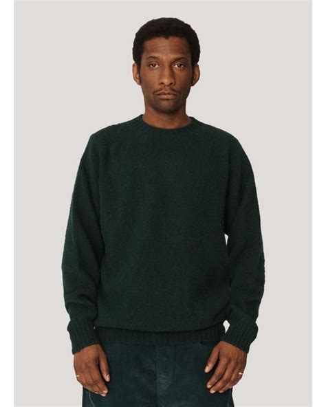 YMC Suedehead Crew Neck Jumper Green For Men Lyst