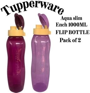 Tupperware Aquaslim Litre Flip Top Water Bottle Pack Of