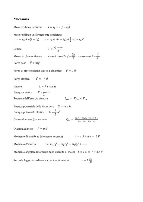 Formulario Fisica Warning Tt Undefined Function Meccanica Moto