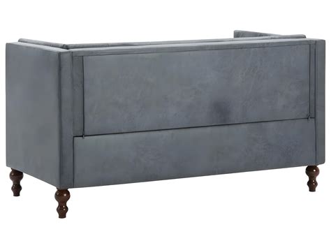 Canapé Chesterfield à 2 places Revêtement en tissu Gris