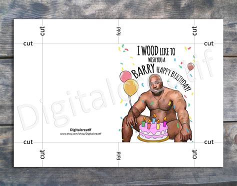 Barry Happy Birthday Card Witty Barry Wood Birthday Card Etsy