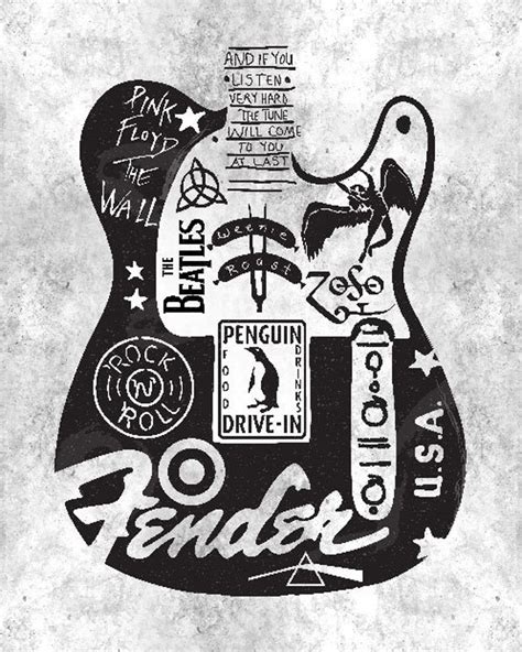 Music Art Rock N Roll Art Classic Rock Fender Etsy