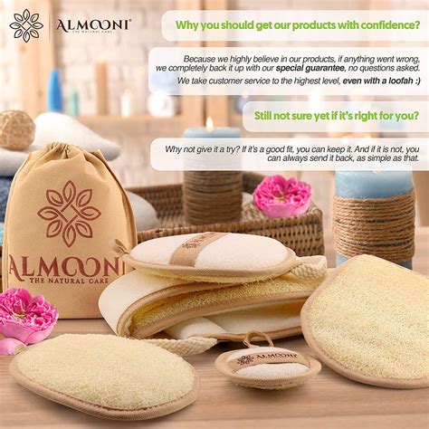 Almooni Premium Exfoliating Loofah Pad Body Scrubber Natural Egyptian Shower Sponge For Deep