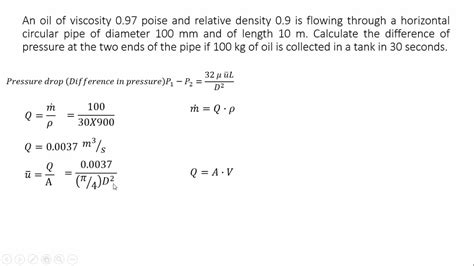 Calculation Of Pressure Drop Using Hagen Poiseuille S Equation Fluid