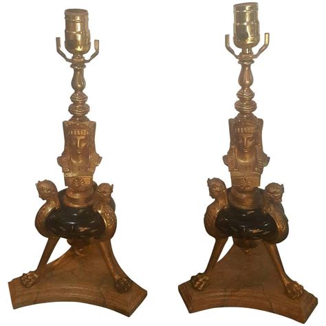 Pair Of Forties Egyptian Revival Lamps At 1stdibs