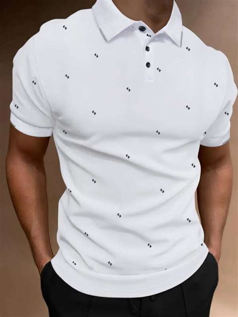 Manfinity Homme Homens Camisa polo Impressão geográfica SHEIN Brasil