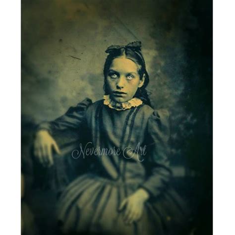 Halloween Creepy Girl Photo Victorian Horror Altered Art