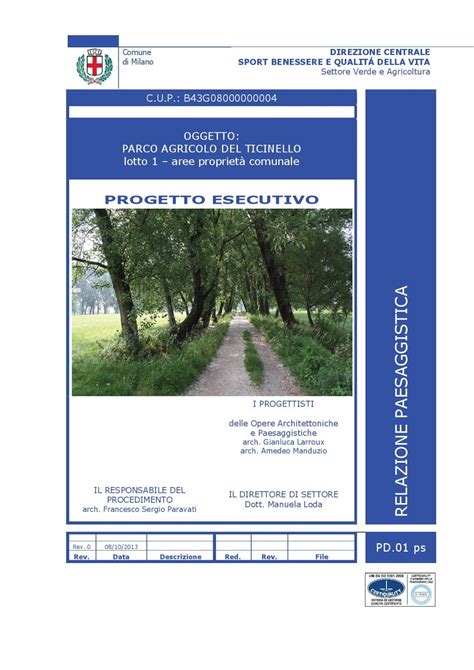 Progetto Esecutivo Nuovo Parco Agricolo Del Ticinello