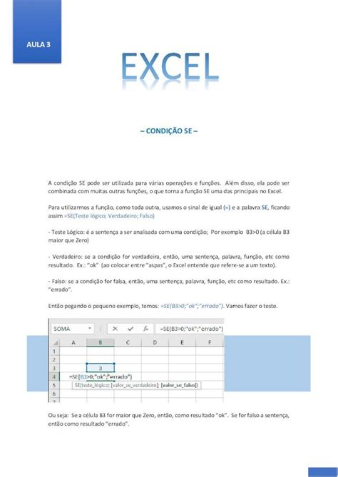 PDF AULA 3 CONDIÇÃO SE AULA 3 CONDIÇÃO SE A condição SE pode