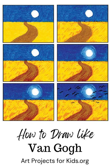 Learn How To Draw Wheatfield With Crows Like Van Gogh With An Easy Step