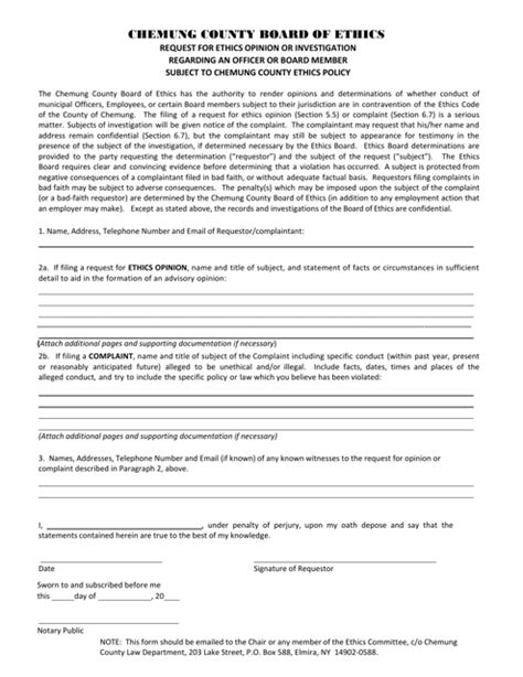 Chemung County New York Ethics Complaint Form Fill Out Sign Online