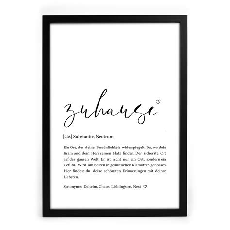 Zuhause Definition Poster Einzugsgeschenk Neue Wohnung Haus Neues