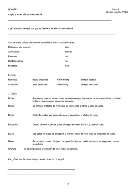 Examen 1o Eso La Atmosfera T 8 Pdf