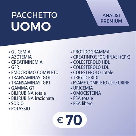 Pacchetto Analisi Premium Uomo Pacchetti Salute Marilab