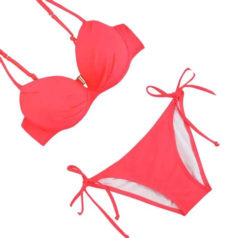 Aliexpress Buy M M Red Bikini Top And Bottom Sexy Push Up Bikini