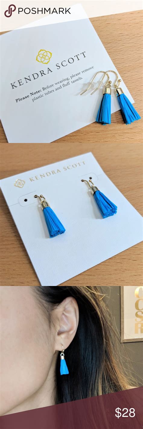 Kendra Scott Raffia Tassels Aqua Kendra Scott Jewelry Tassel Earrings Earring Cards