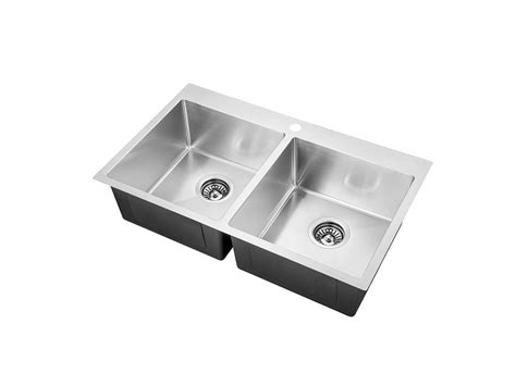 Handmade Stainless Steel Kitchen Sink Double Bowls With Tap Hole 80cm