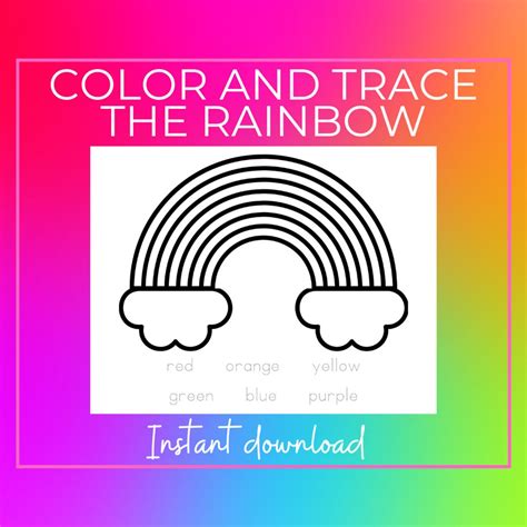 Rainbow Coloring Page Learn Colors Coloring Printable - Etsy