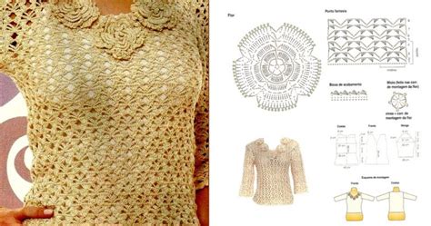 Hermosa Blusa Al Crochet Con Flores Patrones Manualidades Diy