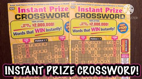 Instant Prize Crossword Ca Scratchers Youtube