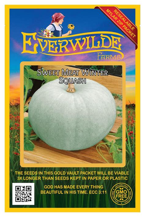 Everwilde Farms 10 Sweet Meat Winter Squash Seeds Gold Vault Jumbo