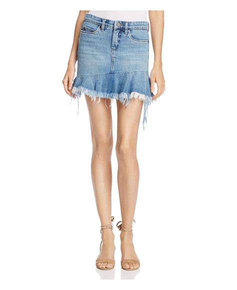 Blank Nyc Asymmetric Ruffle Denim Skirt In Blue Lyst