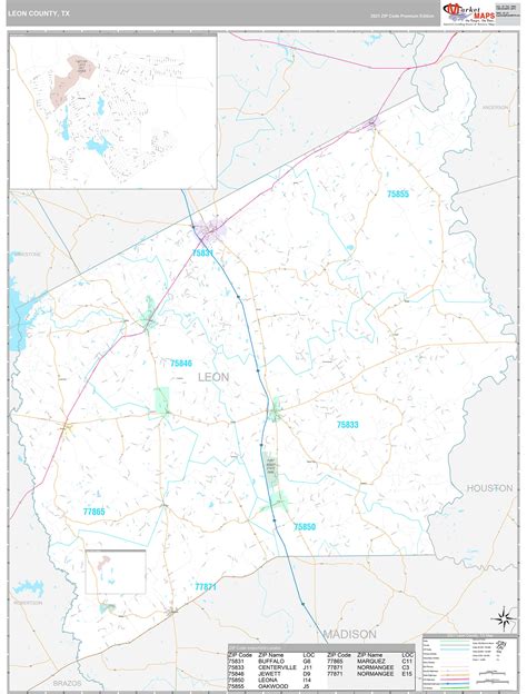 Leon County Tx Wall Map Premium Style By Marketmaps