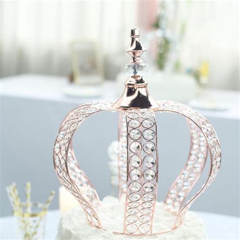 14″ Rose Gold Crystal Metallic Royal Crown Cake Topper Fillable Cake