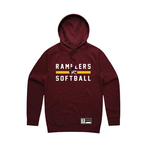 Ramblers Softball Hoodie Burgundy Pure Athletic Nz