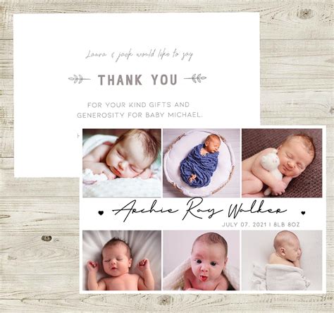 Baby Thank You Cards Baby Thank You Card With Photo Etsy Uk