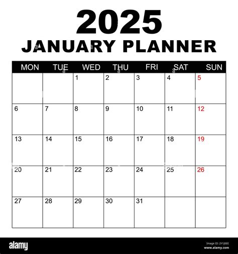 January 2025 Calendar Week Starts On Monday Blank Calendar Template