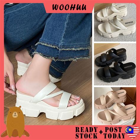 Ready Stock Woohuu Thick Women S Sandal Kasut Wanita Casual Wedges Flip