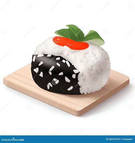 Japanese Rice Ball With Hiragana Word Means Onigiri On White